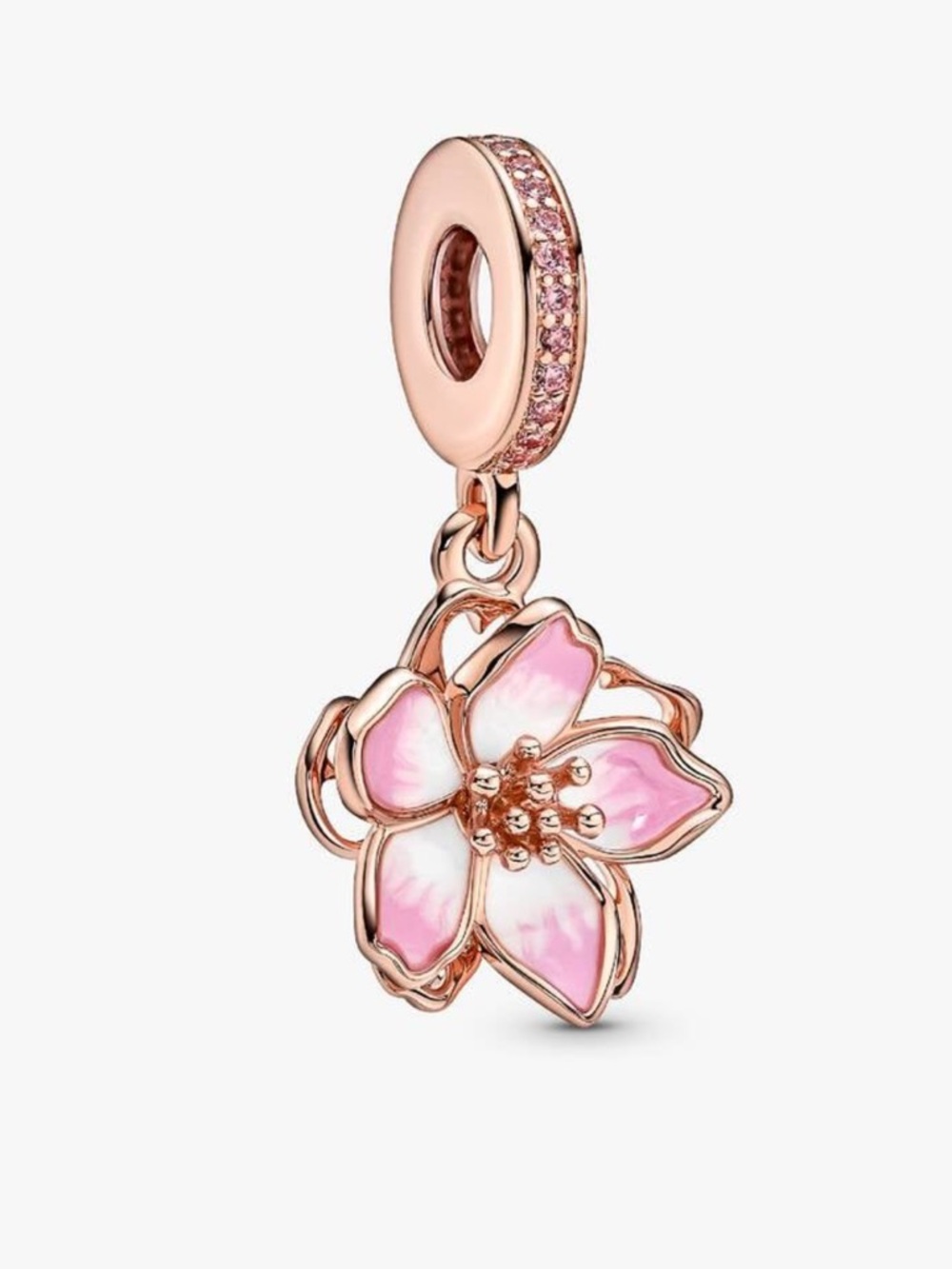 Pandora cherry blossom flower charm in rose gold